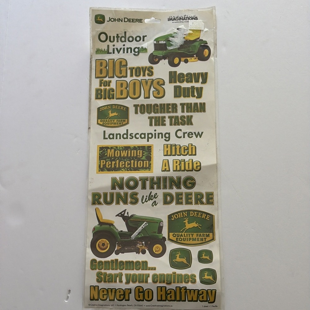 John Deere Tractor Sticker Sheet by Creative Imaginations Green Farm Equipment‎
